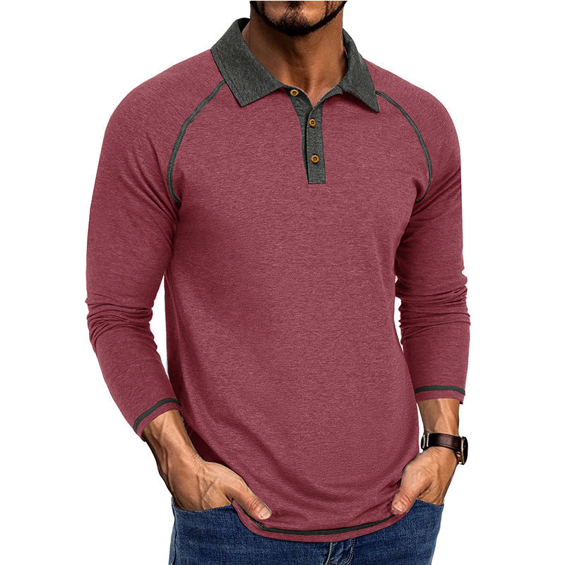 Herren Poloshirt Langarm Sportlich Raglan Schnitt Modern