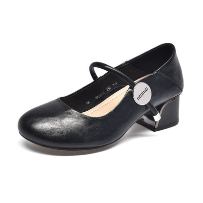 Damen Ballerinas Elegante Mary Jane Schuhe mit Blockabsatz Komfort
