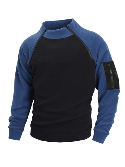 Herren Fleece Pullover Warm mit Reißverschluss Kragen