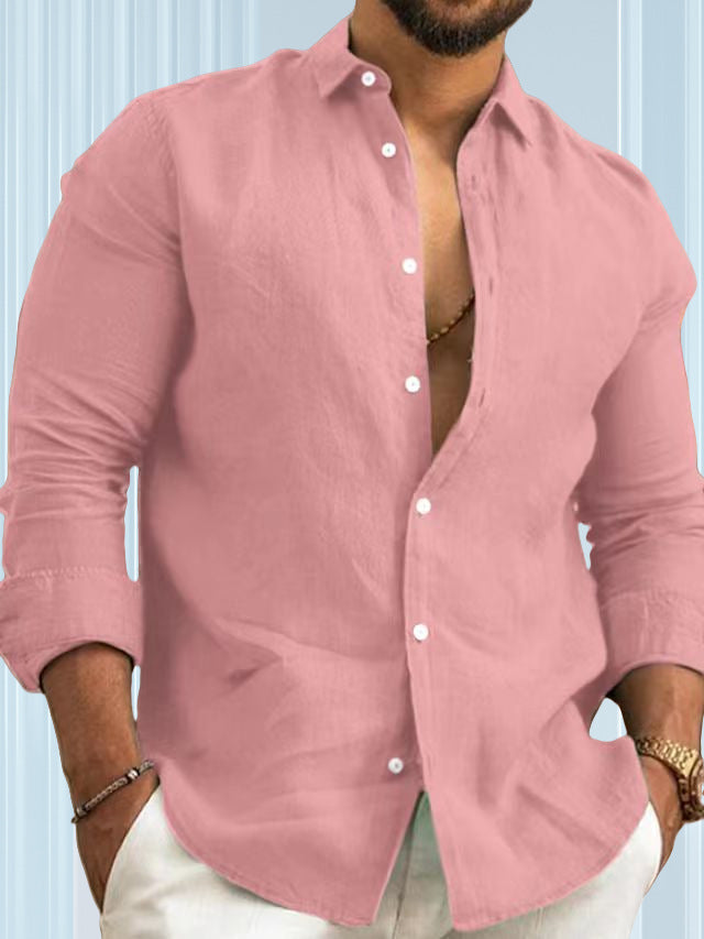 Herren Leinenhemd Lässig Sommerlich Elegant