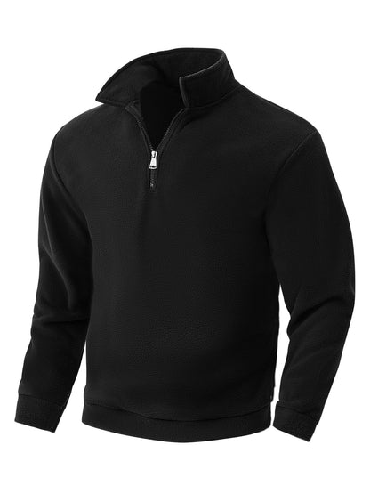 Herren Fleece Pullover Halbzipper Hoher Kragen Warm