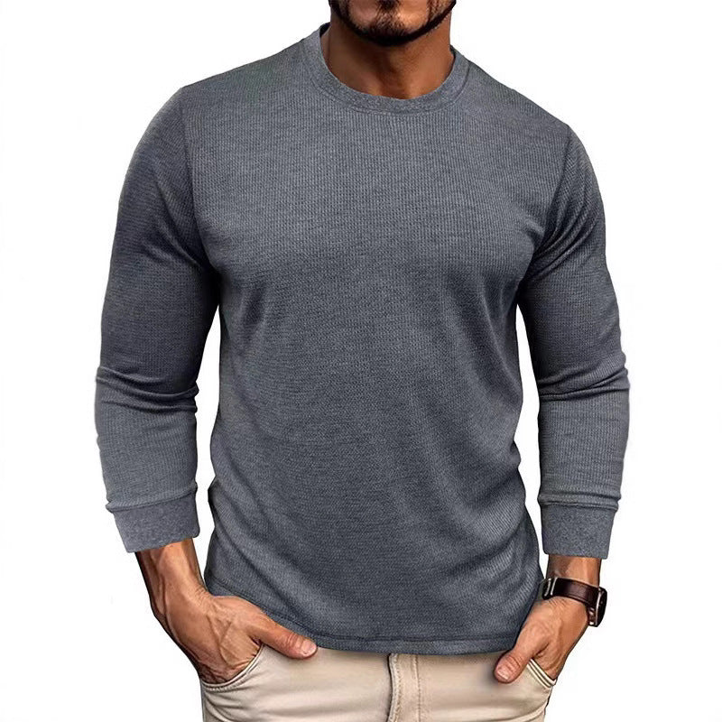 Herren T-Shirt Langarm Sportlich Strukturiert