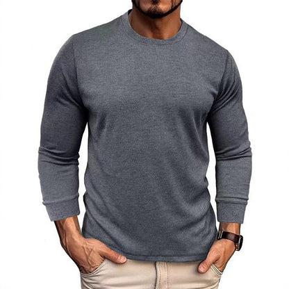 Herren T-Shirt Langarm Sportlich Strukturiert