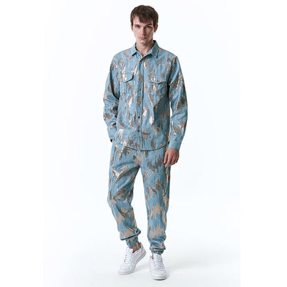 Herren Jogginganzug Glitzer Muster Sportlich Moderne