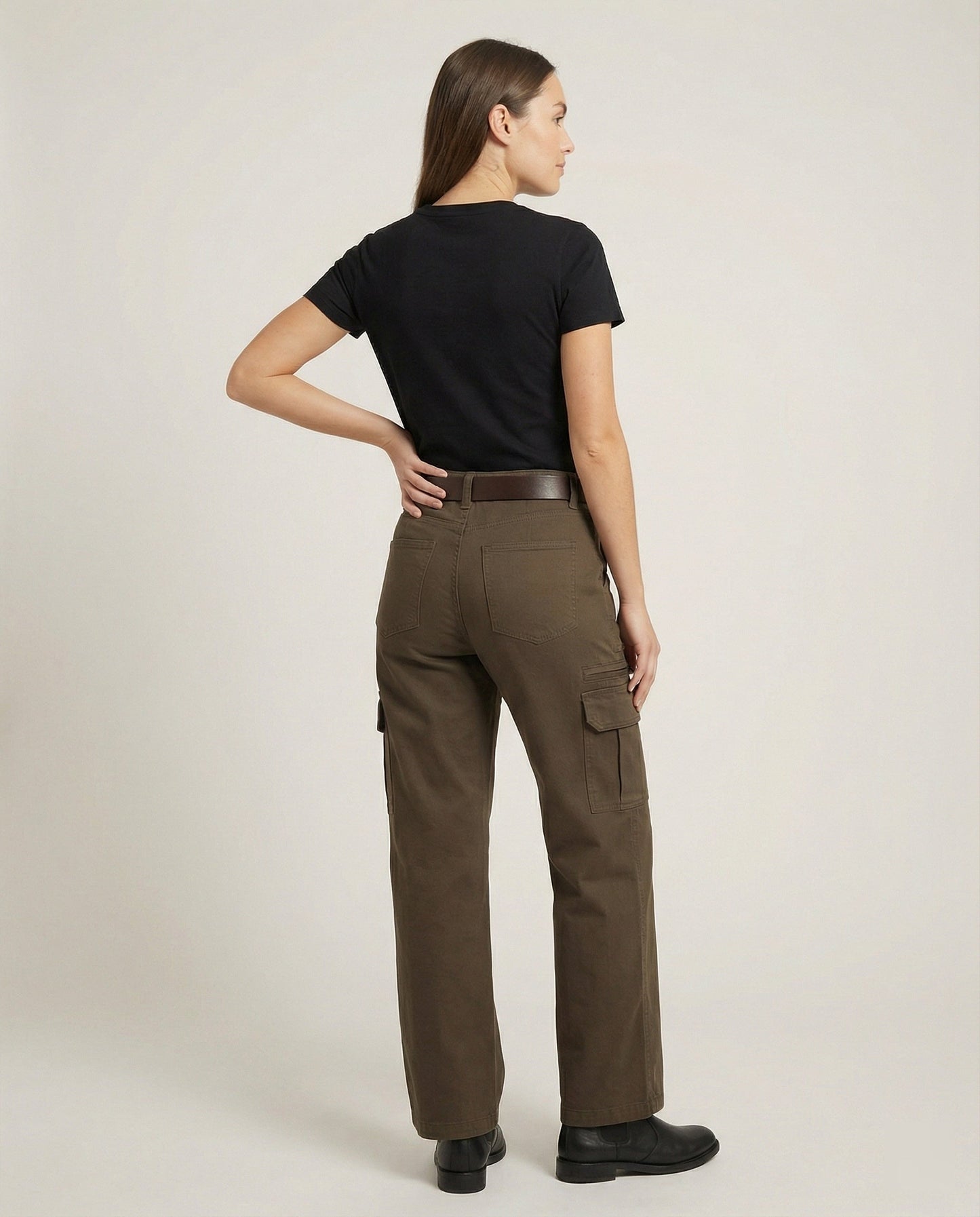 Damen Cargohose Weites Bein Hochgeschnitten Vielseitig