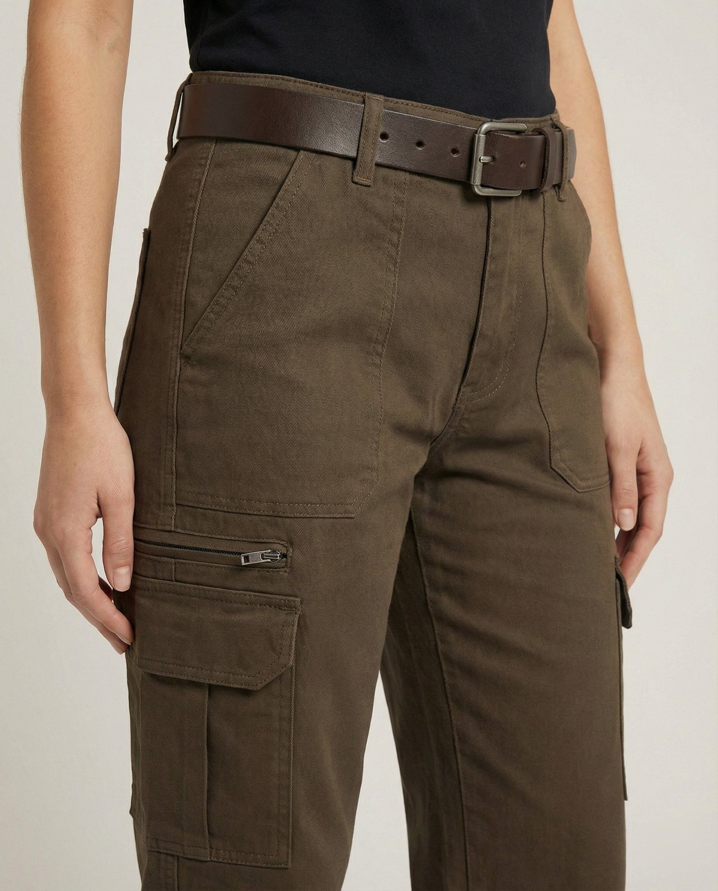 Damen Cargohose Weites Bein Hochgeschnitten Vielseitig