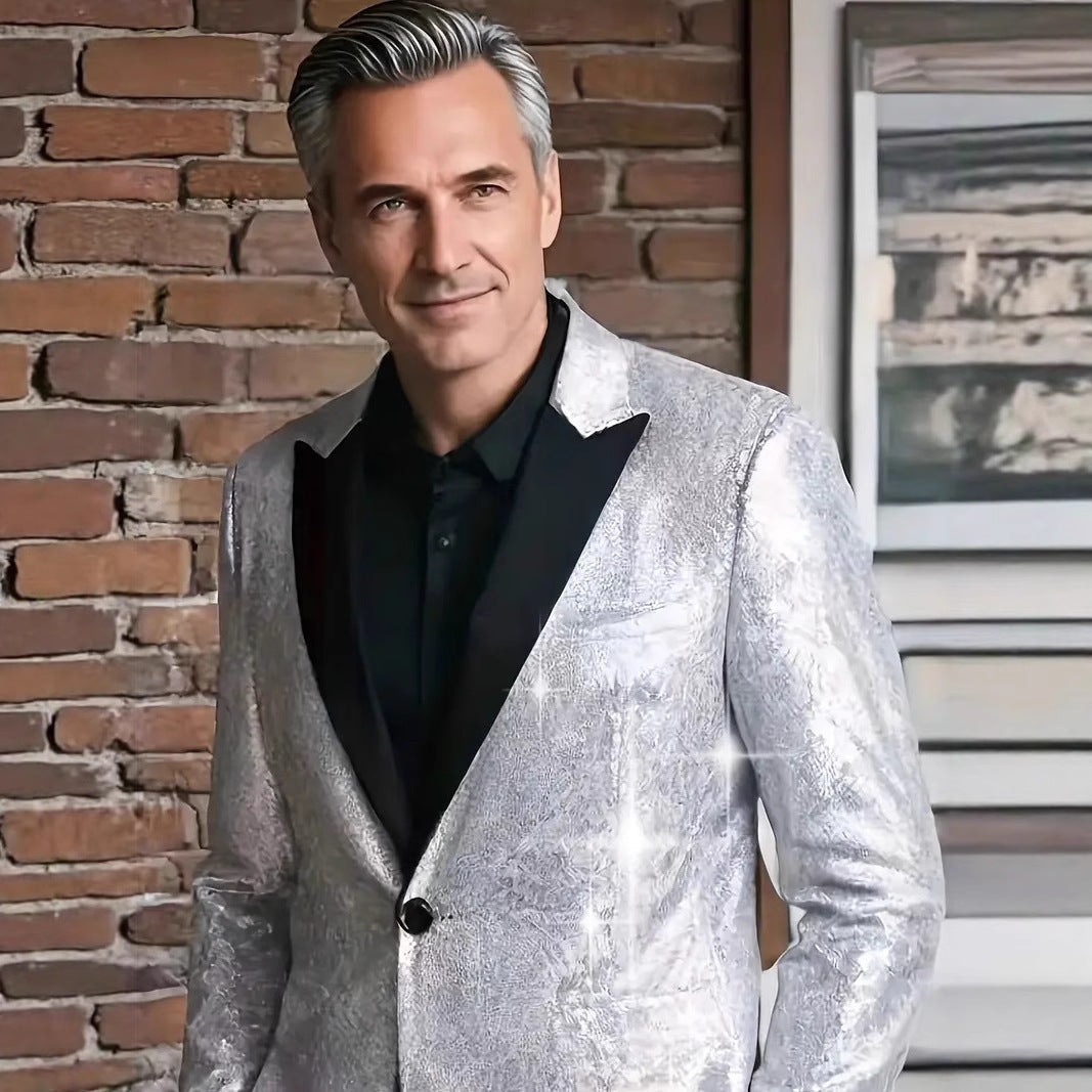 Herren Blazer Glitzer Pailletten Modern Elegant