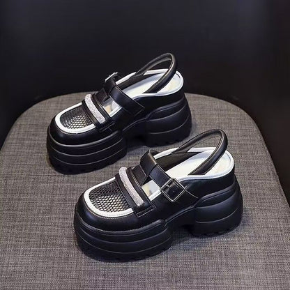 Damen Plattform-Sandalen Hoch mit Verstellbarem Riemen Rutschfest