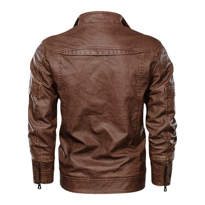 Herren Lederjacke Lässig Mit Taschen Modern Schnitt