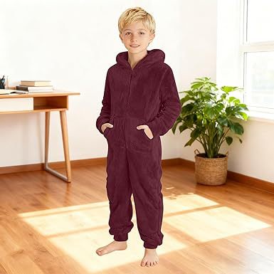 Fleece-Overall mit Kapuze Unisex Warm Kuschelig