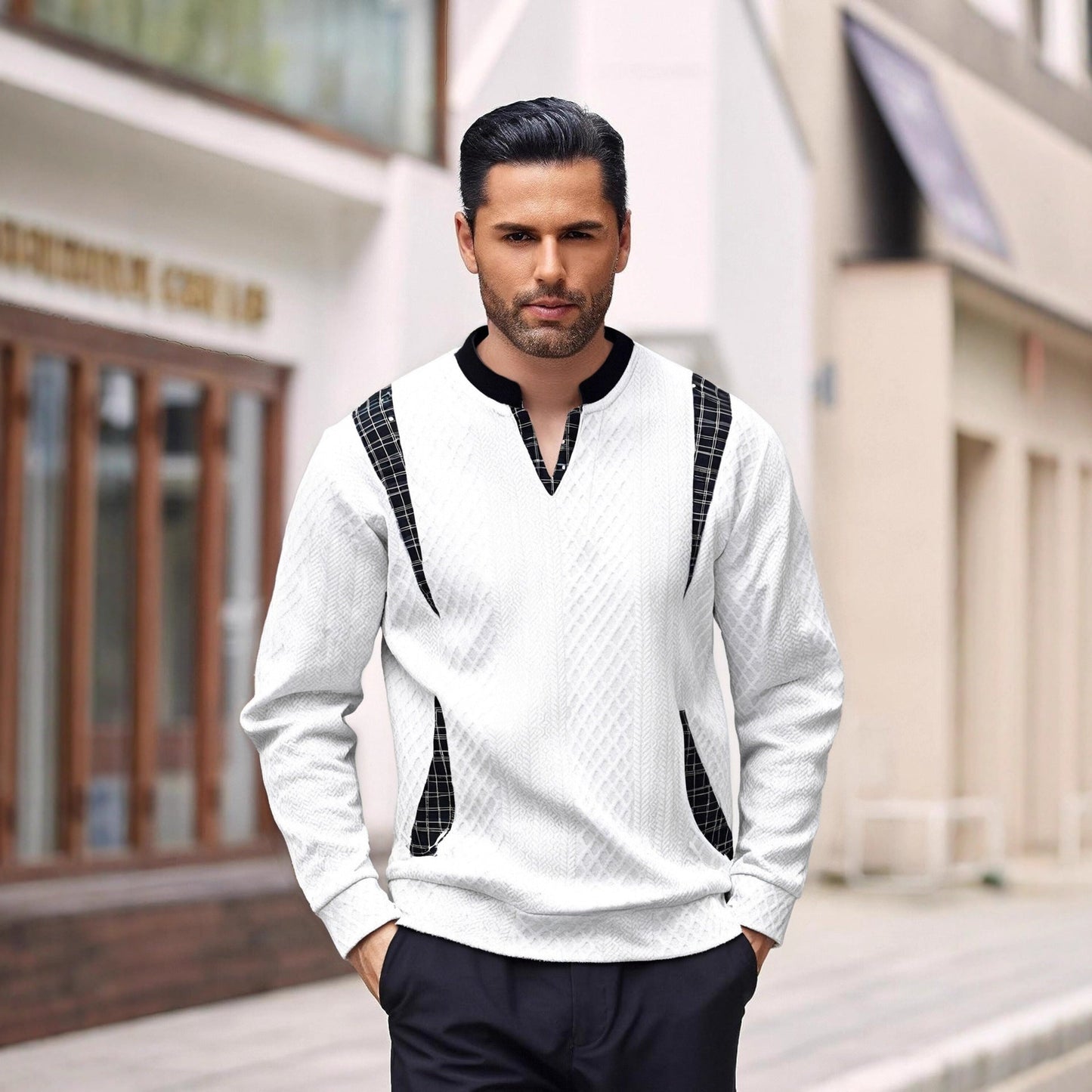 Herren Pullover Strick Modern Karomuster