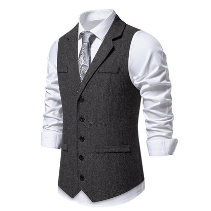 Herren Weste Herringbone Elegant Mit Taschen