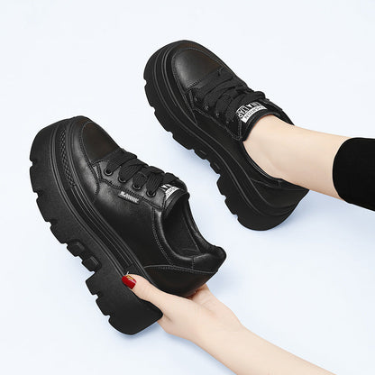 Damen Plateau Sneaker Rutschfest Schnüren Modisch