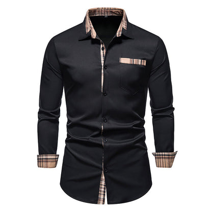 Herren Hemd Langarm Karo Kragen Modern Berlin Style
