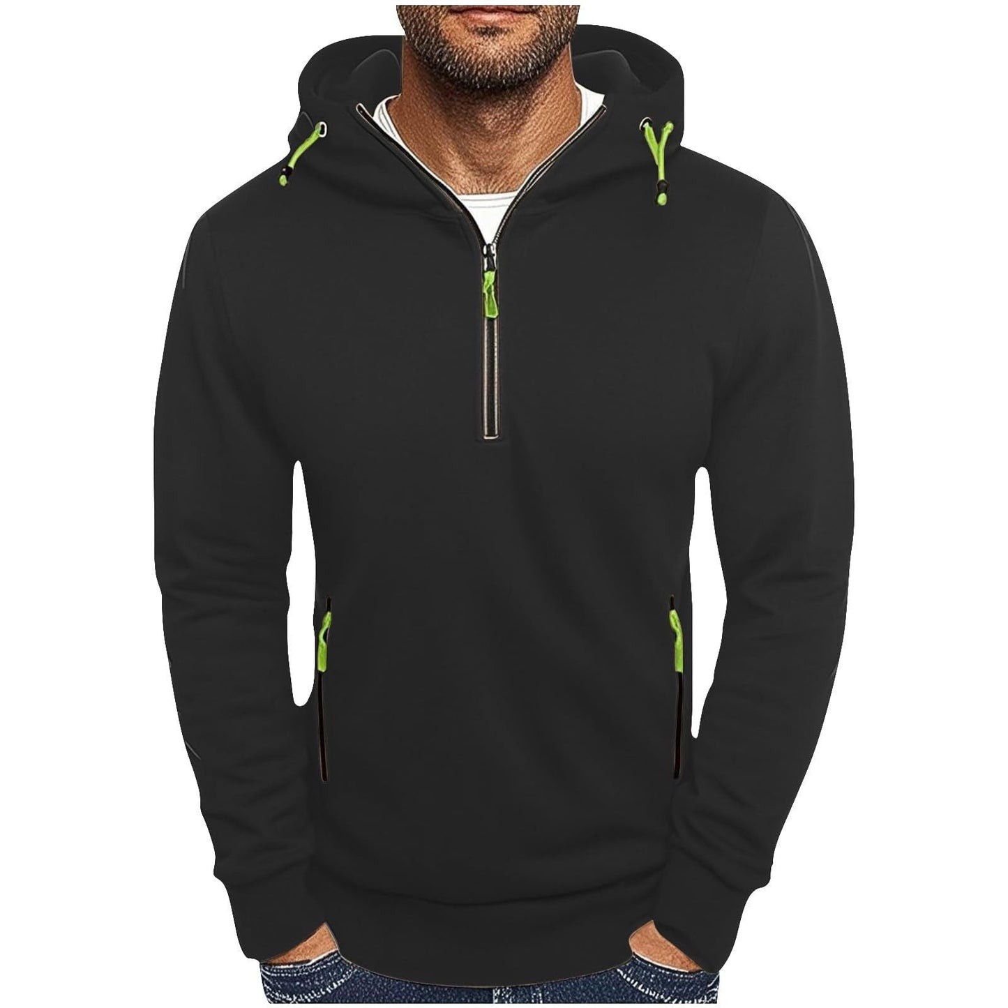 Herren Kapuzenpullover Modisch Mit Taschen Halbzipper