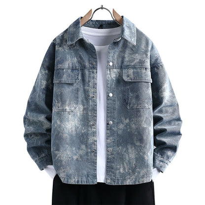 Herren Denimjacke Lässig Used Look Jeansjacke Männer