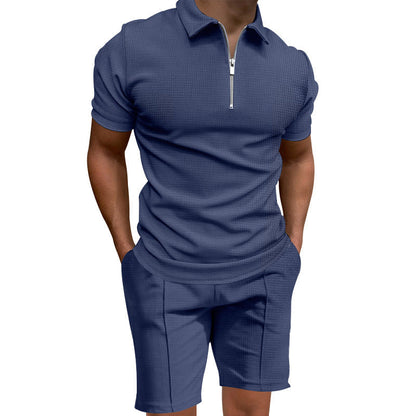 Herren Polo-Shorts-Set Modern mit elastischem Bund und Reißverschluss