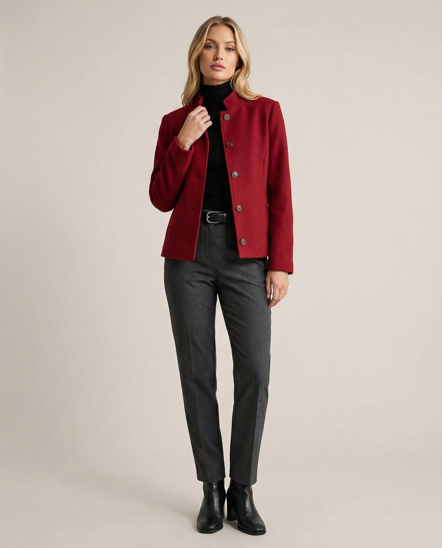 Maßgeschneiderter Blazer Rot mit Stehkragen Modern