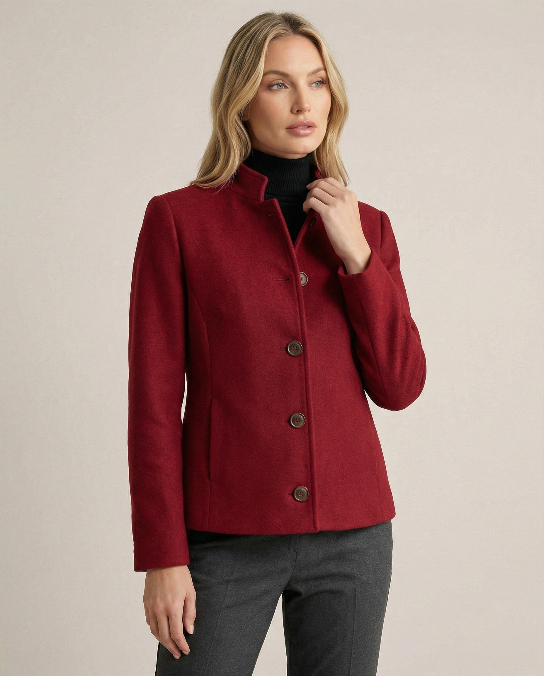 Maßgeschneiderter Blazer Rot mit Stehkragen Modern - BerlinGlamour