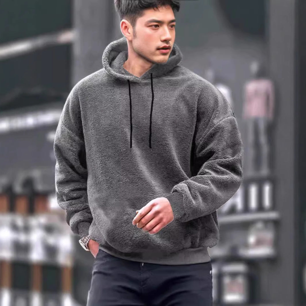 Herren Fleecepullover Kapuze Weich Warm mit Kängurutasche