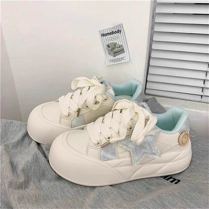 Damen Sneaker Sterne Dekoration Modisch Bequem