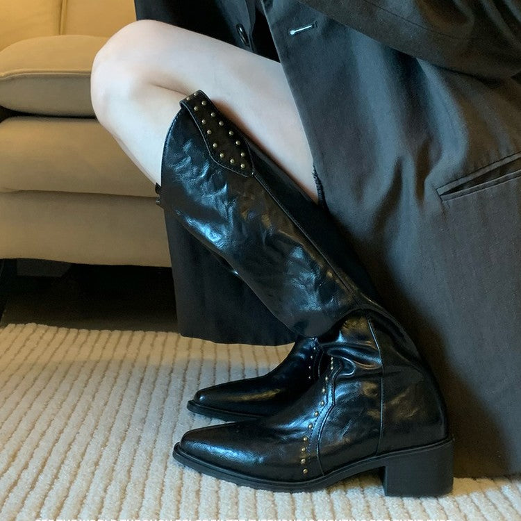 Damen Stiefel Cowboystyle mit Nieten Western Look
