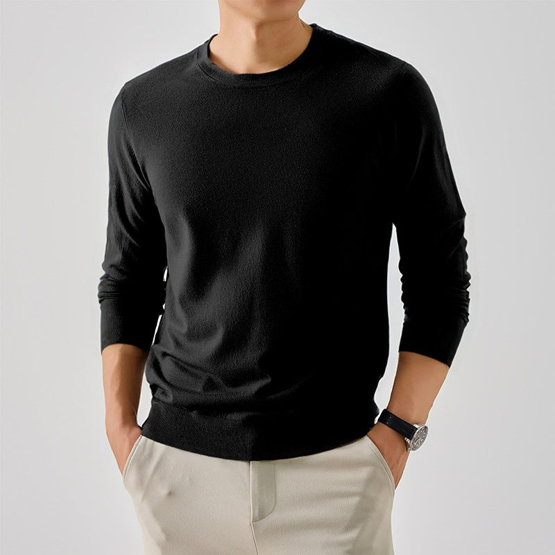 Herren Pullover Klassisch Rundhals Feinwolle Elegangt