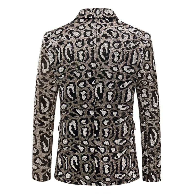 Herren Blazer Elegant Leoprint Glamour Anzugjacke Modern