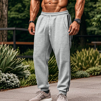 Herren Jogginghose Sportlich Mit Streifen Schwarz - BerlinGlamour