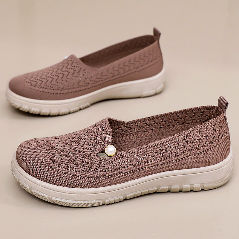 Damen Slip-On Schuhe Elegantes Design Perlenschmuck - BerlinGlamour
