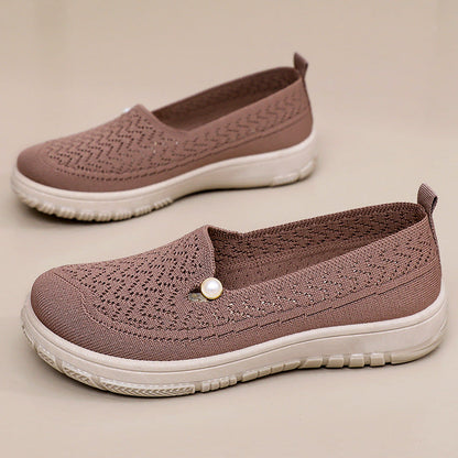Damen Slip-On Schuhe Elegantes Design Perlenschmuck - BerlinGlamour