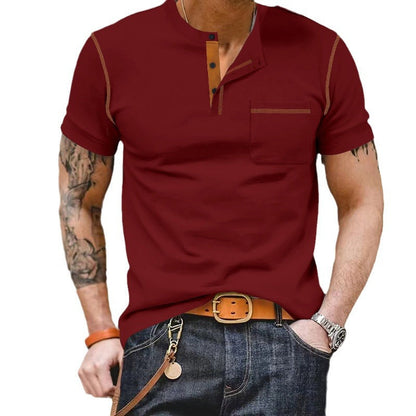 Herren Kurzarm-Shirt Modern mit Kontrast-Akzenten und Brusttasche