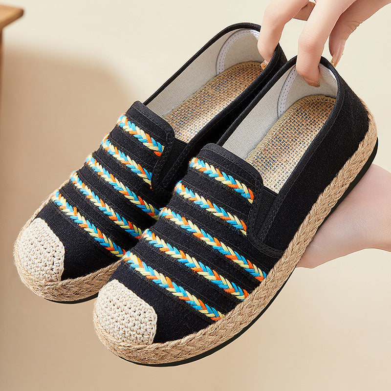Damen Espadrilles Bunt Geflochtene Slip-On Schuhe Sommer - BerlinGlamour