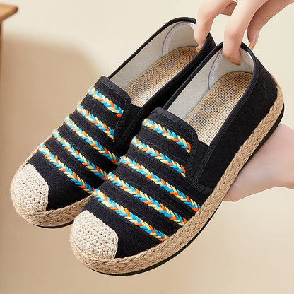 Damen Espadrilles Bunt Geflochtene Slip-On Schuhe Sommer - BerlinGlamour
