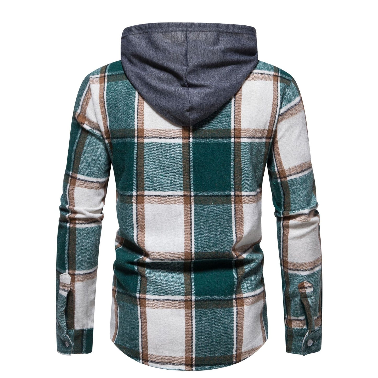 Herren Karohemd Kapuze Button Down Verschluss Modern