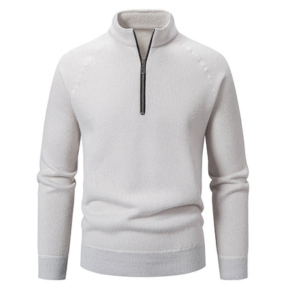 Herren Pullover Hochkragen Reißverschluss Struktur Optik Modern