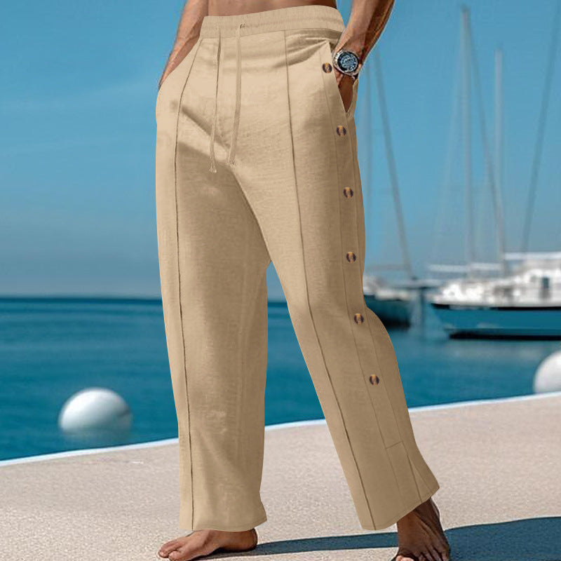 Herren Freizeithose Elegant mit elastischem Bund und Knopfdetails