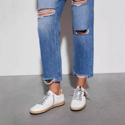 Damen High-Waist Jeans Rissig Ausgefranst Größe 34-42