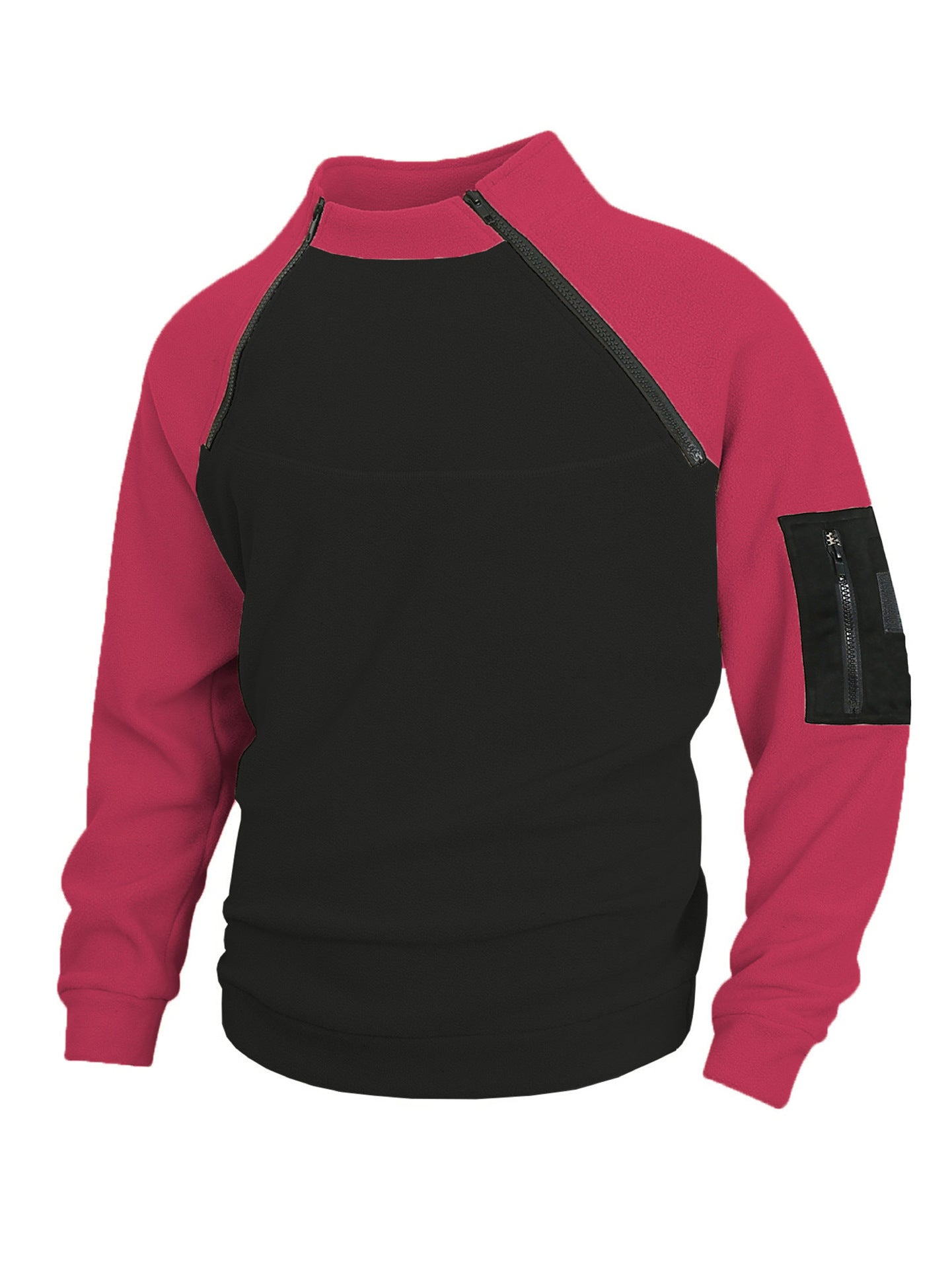 Herren Fleece Pullover Warm mit Reißverschluss Kragen