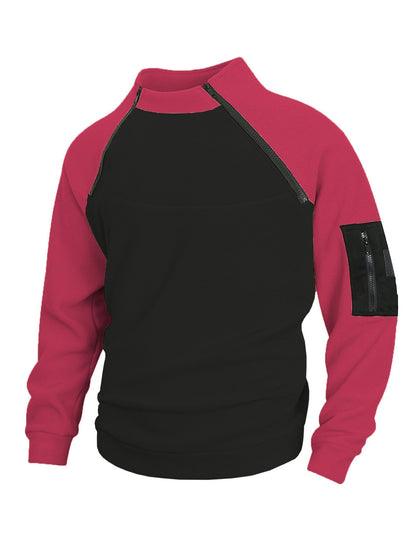 Herren Fleece Pullover Warm mit Reißverschluss Kragen