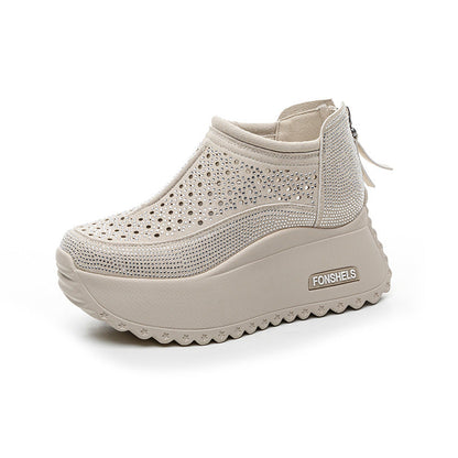 Damen Plateau Sneaker Atmungsaktiv Komfortabel Mode