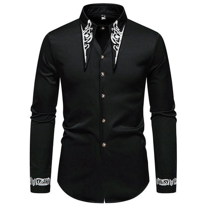 Herren elegante Langarmhemd mit kunstvollem Kragen BerlinGlamour