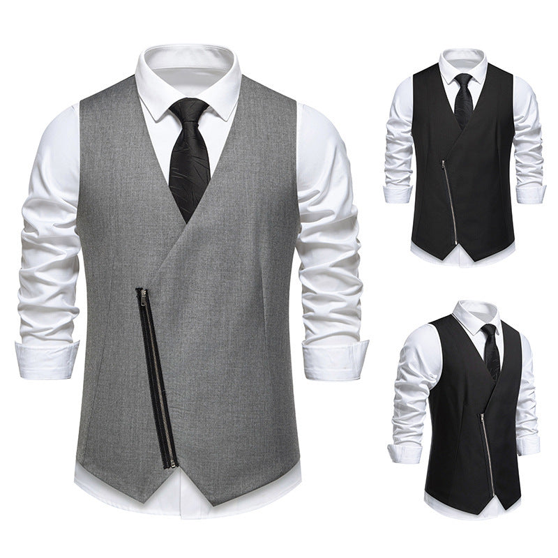 Herren Anzugweste Modern Slim Fit Asymmetrisch