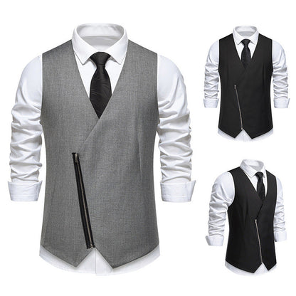 Herren Anzugweste Modern Slim Fit Asymmetrisch