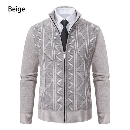 Herren Strickjacke Modern mit Reißverschluss Hochkragen