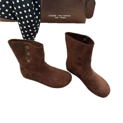 Damen Stiefel Elegante Knöpfchendekoration Mode Schuhe
