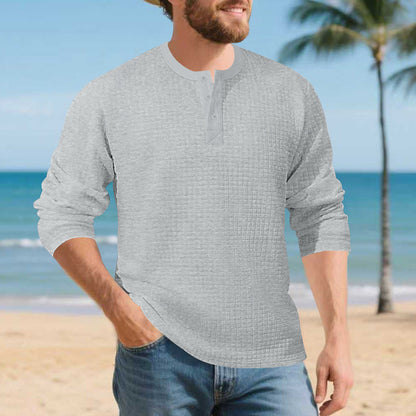Herren Langarmshirt Elegantes mit Knöpfen und Struktur