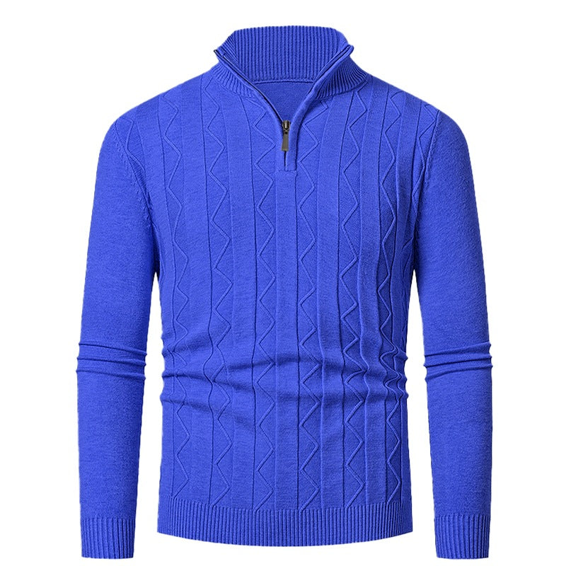 Herren Strickpullover Modern Leicht Zopfmuster Stehkragen