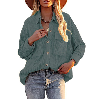 Damen Strickjacke Lässig mit Knöpfen und Taschen