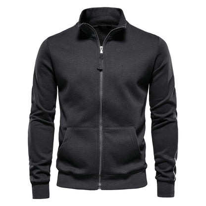 Herren Sweatjacke Hochkragen Reißverschluss Kapuze Warm